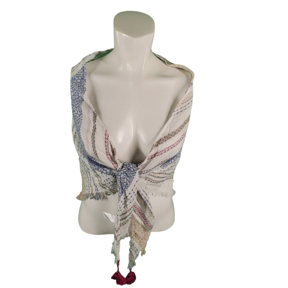 J. Jill wrap Scarf Swim Cover Multi-Way Lightweight Gauzy Linen Blend OS